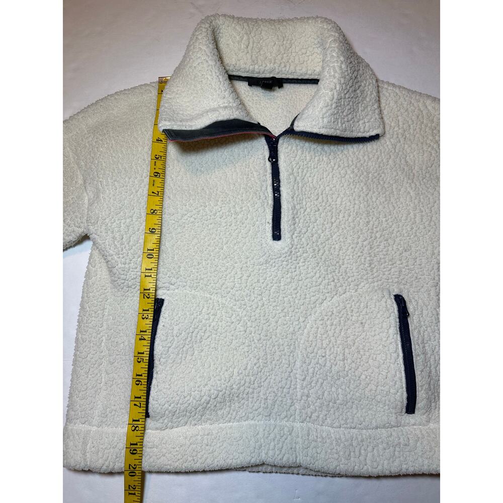J Crew Women's Sherpa Fleece Half-Zip Pullover Jacket Size XXS Teddy Ivory - Picture 4 of 7
